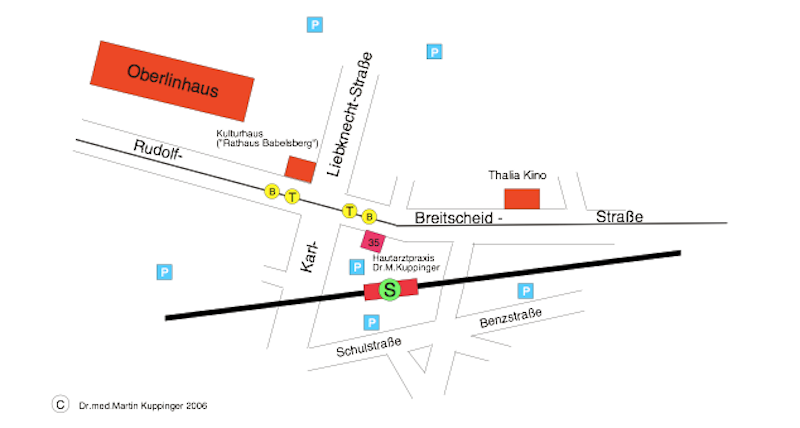 Lageplan der Hautarztpraxis in Potsdam-Babelsberg